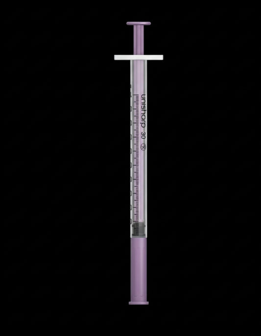 Unisharp 1ml 30G fixed needle syringe: Purple 10 pack